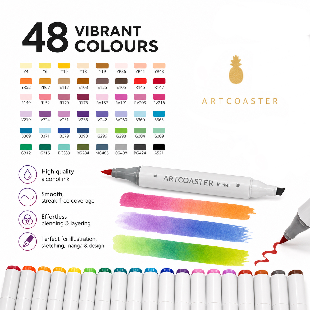 Artcoaster Professional Alcohol-based Markers - 48 set